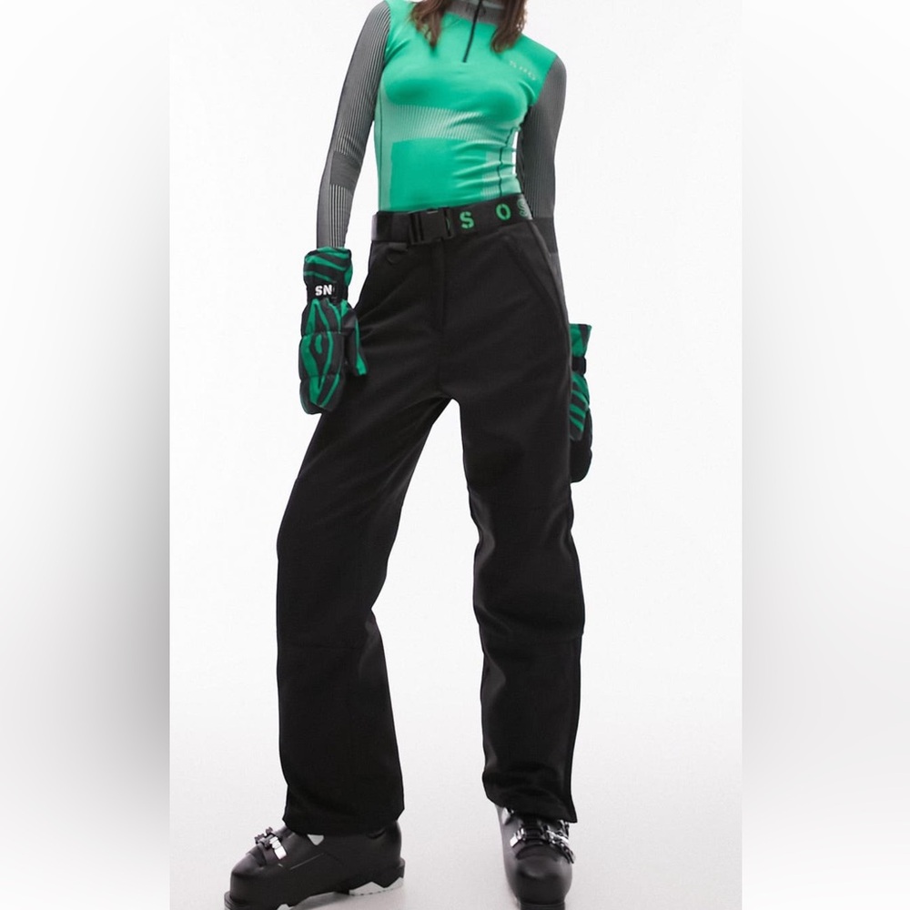 Top shop belted high waist straight leg ski pants NWT size small/ US 2-4